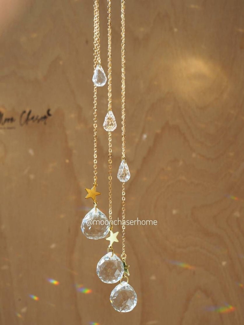 Liana crystal long sun catcher, rainbow prism with eye pendant, gift for her, light diffuser, light maker