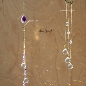 Liana crystal long sun catcher, rainbow prism with eye pendant, gift for her, light diffuser, light maker