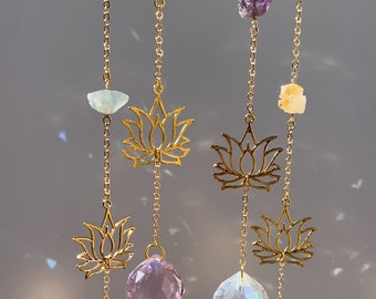 Lotus flower rainbow prism suncatcher