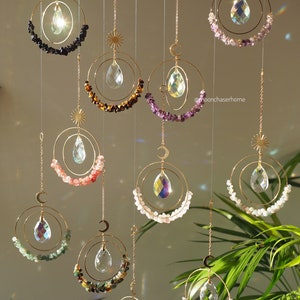 Suncatcher with birthstone gemstones- 18K real GOLD PLATED car charm- Aziza