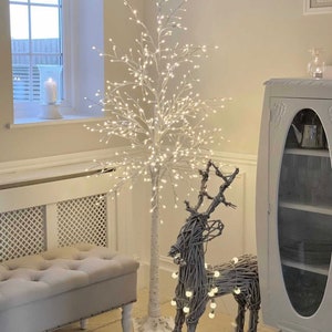 Light up  Birch Tree with 480 warm LED Lights - White silver birch