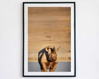 Rhino Photography Print, African Safari Animal Wall Art (Digital Download)