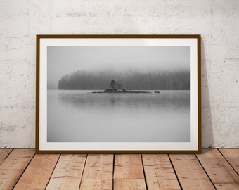 Boho-Küstendruck, minimalistische Landschaft, schwarz-weiße Boho-Wandkunst, sofortiger Download, natürliche Kunstfotografie, nebliges Küstenposter