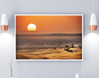 Sahara Desert Sunset Photography Print, Morocco Wall Art (Digital Download)