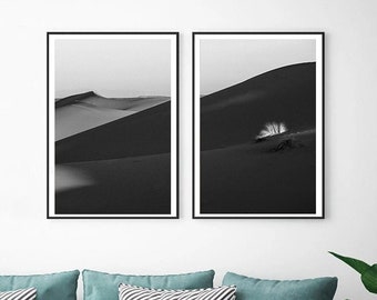Sahara Desert Photography Print Set, Minimalist Black and White (Digital Download)
