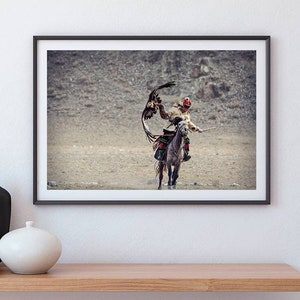 Mongolian Eagle HunterPrintable, Digital Download, Kazakhs Indigenous People, Fine Art Photography, Horseman Poster, Eagle Wall Art, Gift