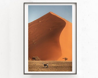 Oryx Gazella Antelope in Namibia Desert Printable, Red Sand Dunes Print, Instant Download, Africa Wall Decor, Animals Wildlife Photography
