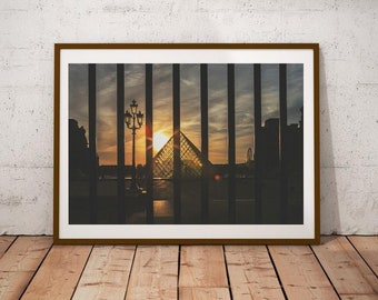 Paris Louvre Sunset Photograph, France Travel Art (Digital Download)