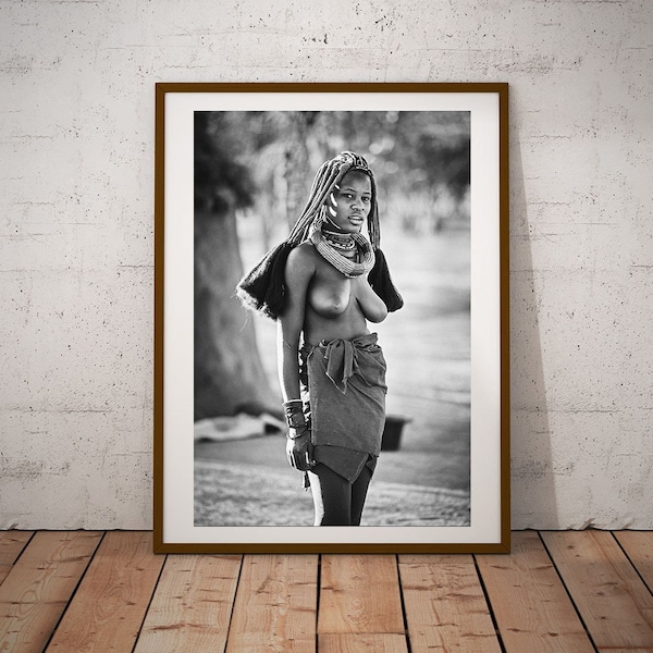 Africa Photography, Himba People Wall Decor, African Tribal Woman Wall Art, Black and White Printable, Instant Download, Loving Africa Gift