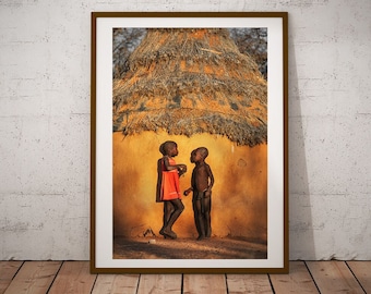 Africa Tribal Photography, Himba People Printable, Instant Download, Ovahimba Children, Boy and Girl Photo, Rustic Decor, Africa Lover Gift