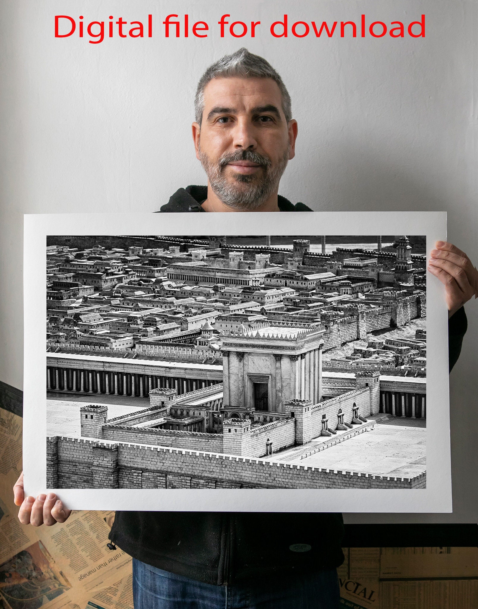 Model of Herod's Temple Printable, Holy Temple in Jerusalem Poster ...