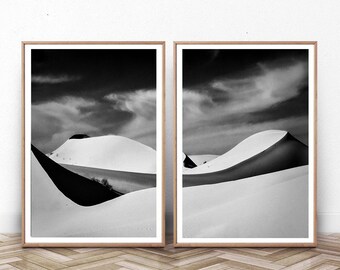 Black and White Sahara Desert Print Set, Minimalist Landscape Photography (Instant Download)