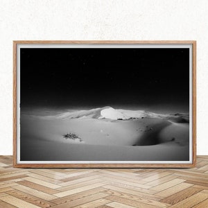 Black and White Sahara Wall Art, Night Desert Landscape, Downloadable Print, Morocco Photo, Nature Lovers Gift, Africa Fine Art Photography