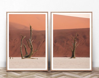 Namibia Desert Tree Print Set, African Landscape Photography (Digital Download)
