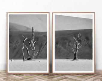 Namibia Desert Tree Photography Print Set, Minimalist Landscape Art (Digital Download)