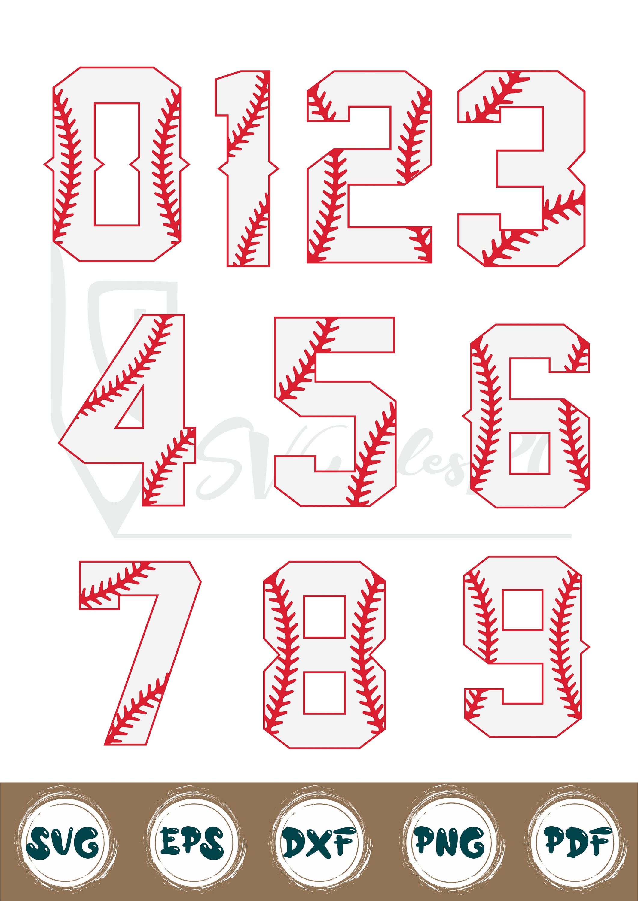 Números de béisbol SVG Sports Numbers SVG fanático del Etsy