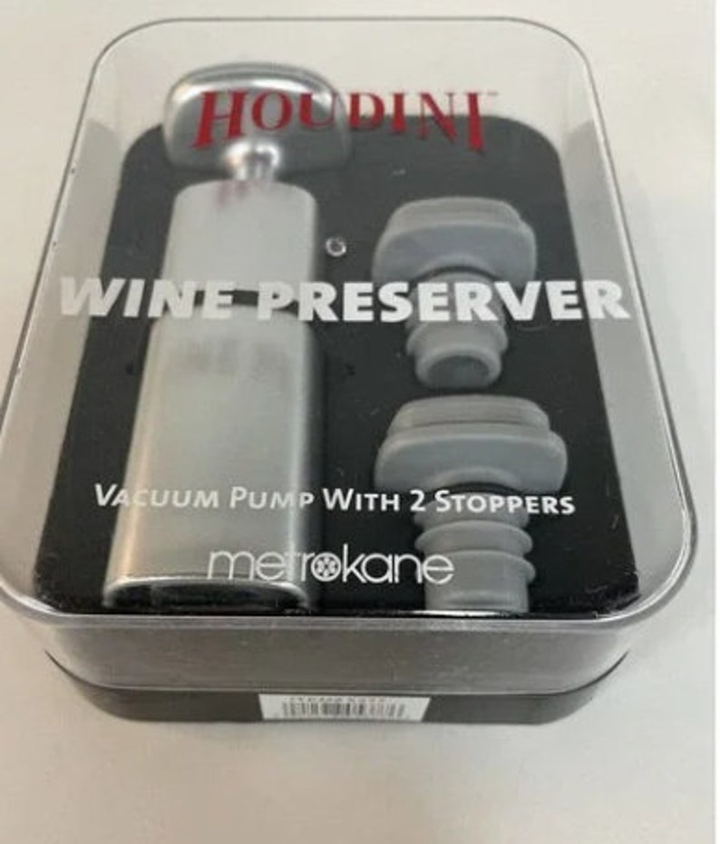 Houdini Wine Preserver Vacuum Pump With 2 Stoppers Etsy