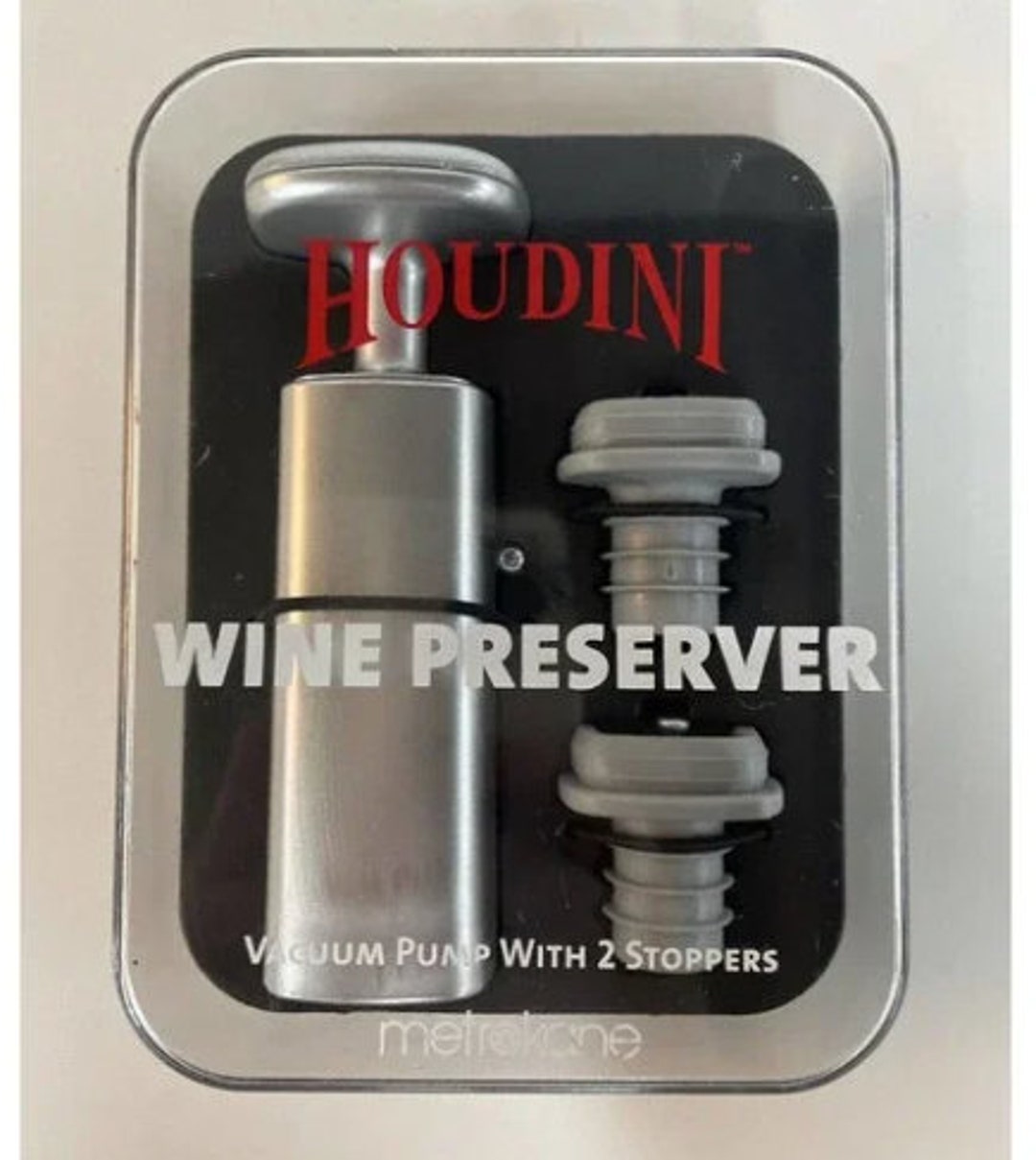 Houdini Wine Preserver Vacuum Pump With 2 Stoppers Etsy