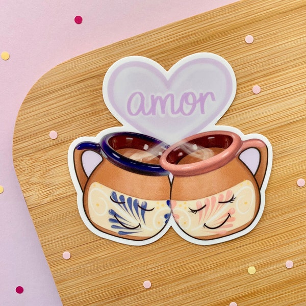 Cantarito Sticker, Jarrito Sticker, Coffee Sticker, Mexican Mug Pottery, Terracotta, dia de San Valentin, Taza de Barro, Valentines Day gift