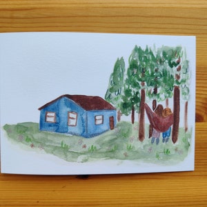 Impression d'anniversaire lesbien - carte postale - queer - filles - cabane - carte de voeux - LGBT - carte romantique