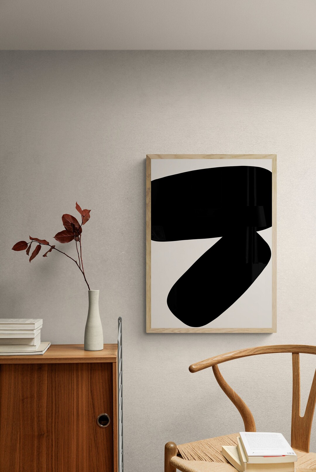 Wabi Sabi Poster Black and White – Abstract Wall Art in Skandi, Japandi ...