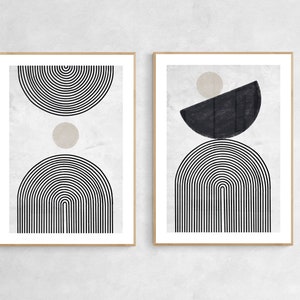 Nordisches 2er-Poster-Set / Rainbows / Minimalismus / Grau / skandi / scandi / abstrakt / art / wanddeko / boho