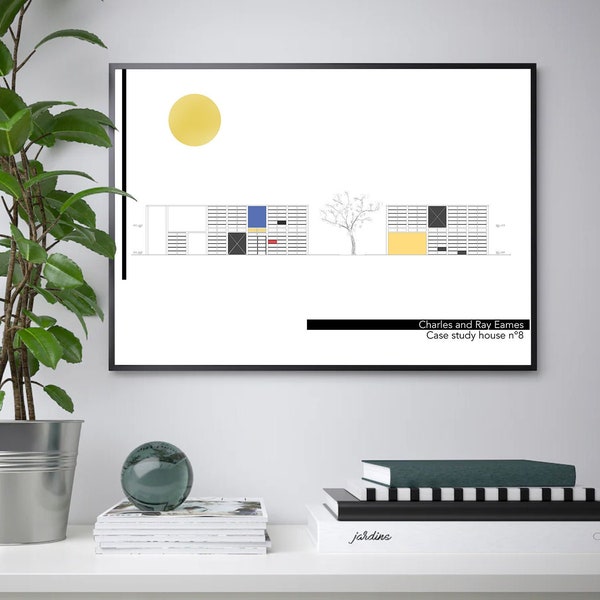 Eames house elevation poster Architecture drawing