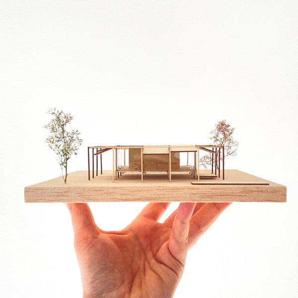 Architecture model Paul Rudolph - Walker House- Wood Architecture model scale 1/100. Gift for architect architectural models miniature