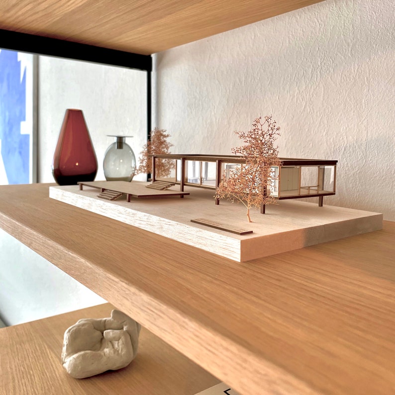 Architecture Model Farnsworth House 1/100 Scale Mies van der Rohe Architecture, Wooden Art Gift for Architects, Architectural Miniature Bild 3