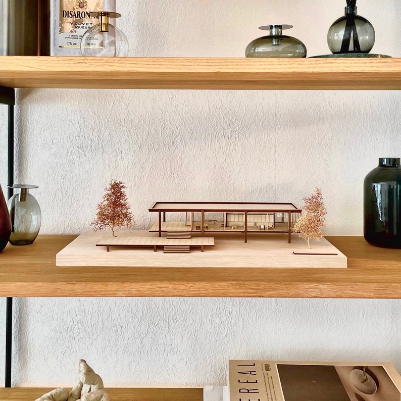 Architecture Model Farnsworth House 1/100 Scale Mies van der Rohe Architecture, Wooden Art Gift for Architects, Architectural Miniature Bild 1