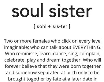 Digital Download Printable-- 8x10-- Minimalist-- Soul Sister Definition