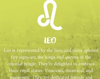 Digital Download Printable-- 8x10-- Zodiac-- Leo