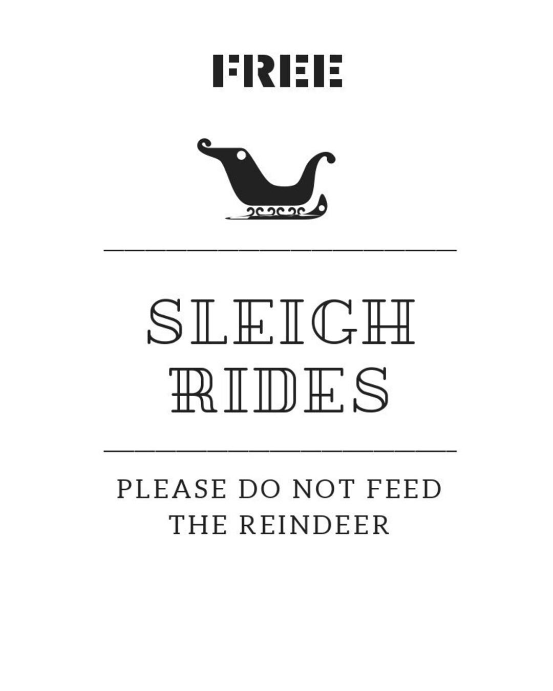Digital Download Printable 8x10 Christmas Free Sleigh Rides - Etsy