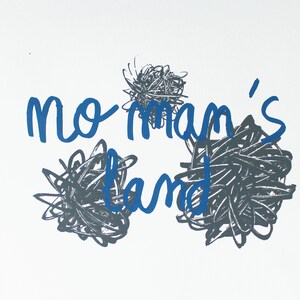 Carte sérigraphiée à la main bleu sur blanc