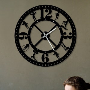 Gym Large Metal Wall Clock, Crossfit Wall Clock, Large Wall Clock, Modern Gym Wall Art, Gym Clock, Gift for Athletes, Gym Gift, Gym Wall Art