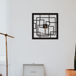 Geometric Metal Wall Clock, Square Wall Clock, Unique Wall Clock, Metal Wall Clock, Wall Decoration, Aesthetic Room Decor, Wall Decoration