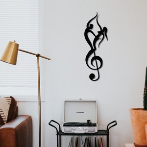 Metalen muurkunst solsleutel: muziekkamerdecor, matzwart