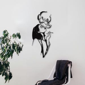 Minimalist Metal Wall Art: Kissing Silhouette, Modern Home Decor