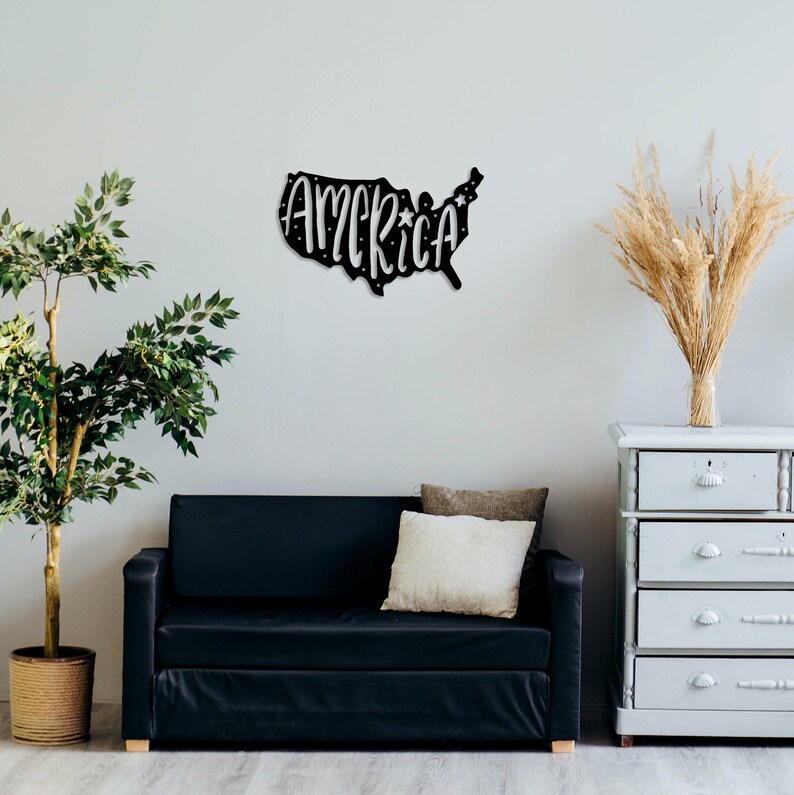 Map of United States Metal Wall Art America Continent Map - Etsy