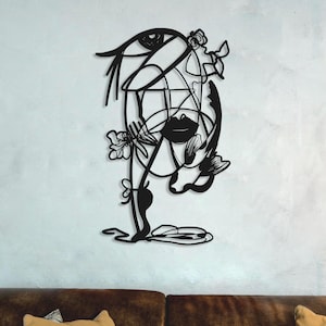Abstract Face Line Metal Wall Art: Modern Black Sculpture