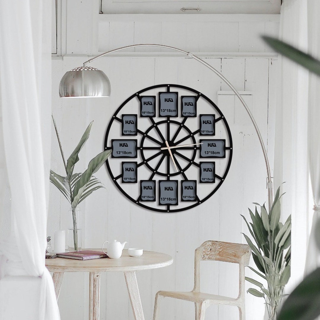 Personalized Photo Metal Clock, Family Wall Clock With Photo