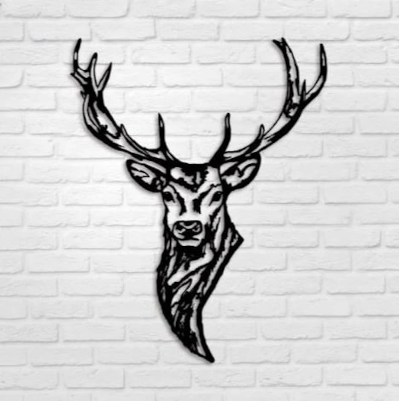 Metal Deer Wall Art Black Deer Head Wall Decor Modern Wall Etsy