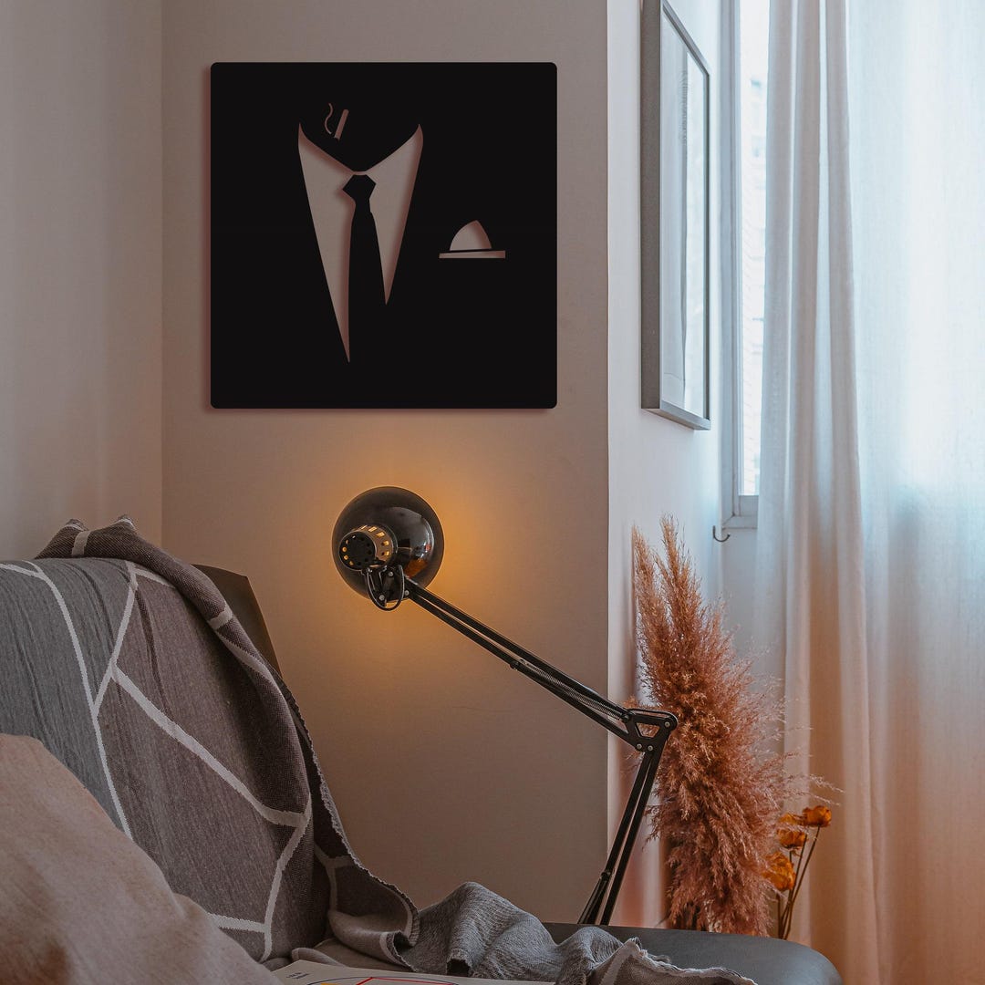 Masculine Metal Wall Art, Business Man Metal Wall Decor, Gift for Men