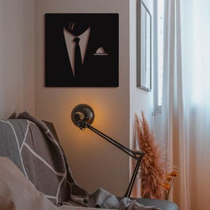 Masculine Metal Wall Art, Business Man Metal Wall Decor, Gift for Men, Man Cave Wall Art, Living Room Decor, Pub Decor, Minimalist Wall Art