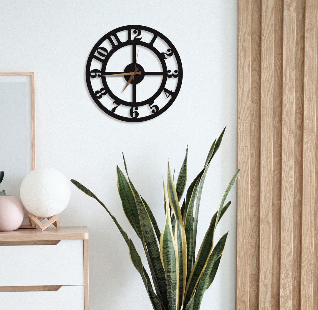 Metal Numbers Wall Clock, Black Metal Wall Clock, Modern Wall Clock