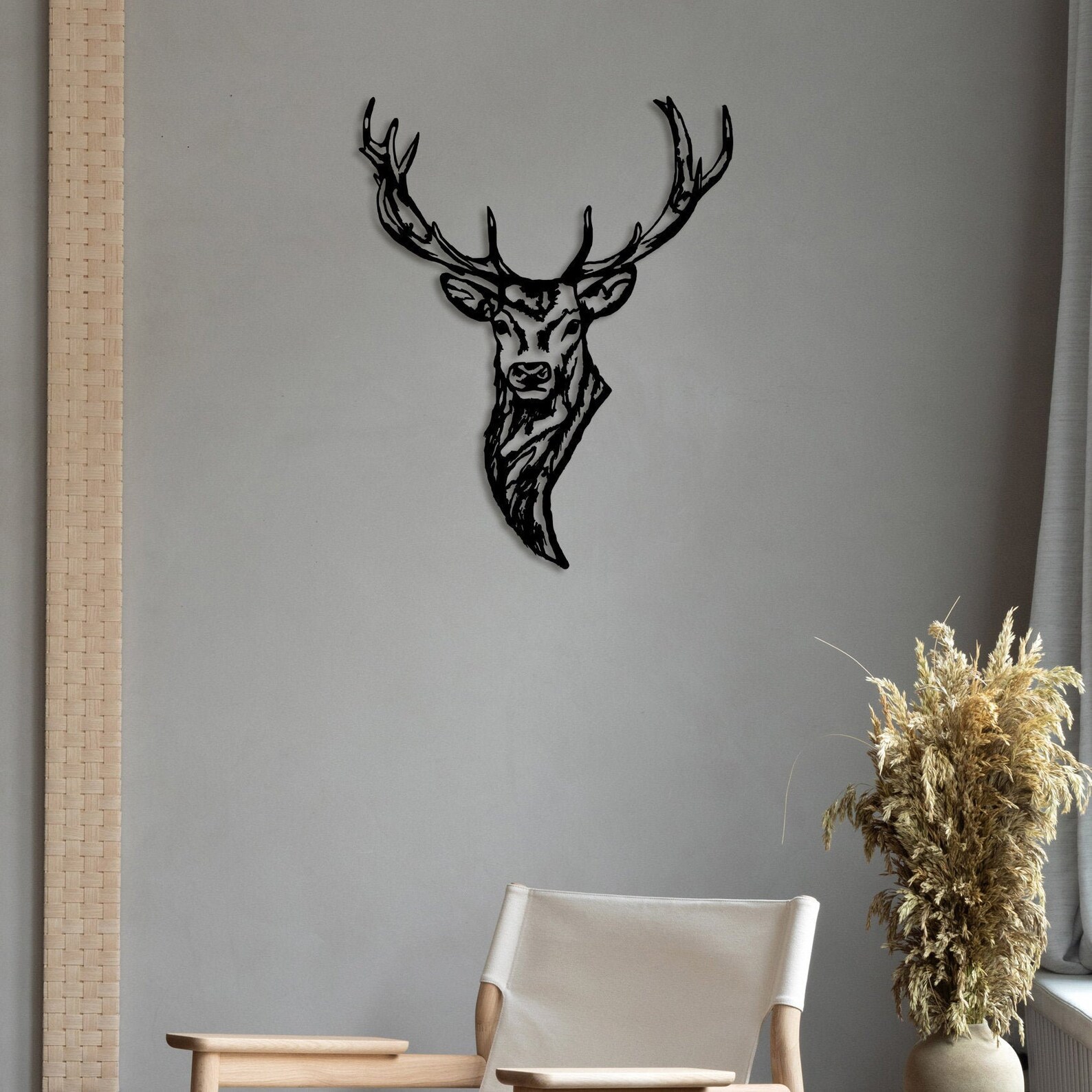 Metal Deer Wall Art Black Deer Head Wall Decor Modern Wall Etsy