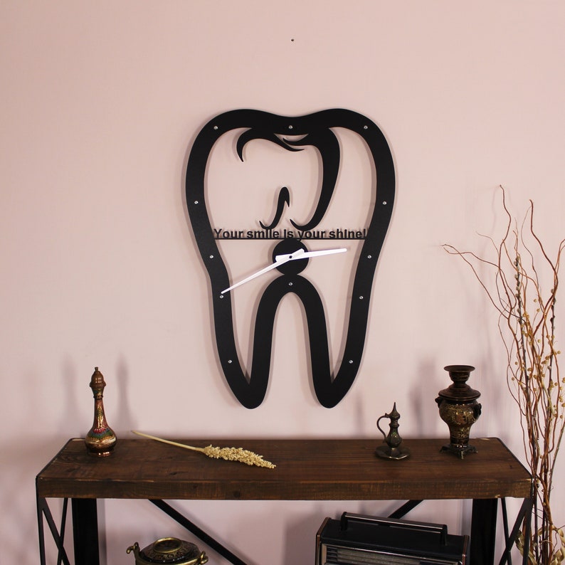 Dental Office Wall Clock Metal Wall Clock Dentist Gift image 1