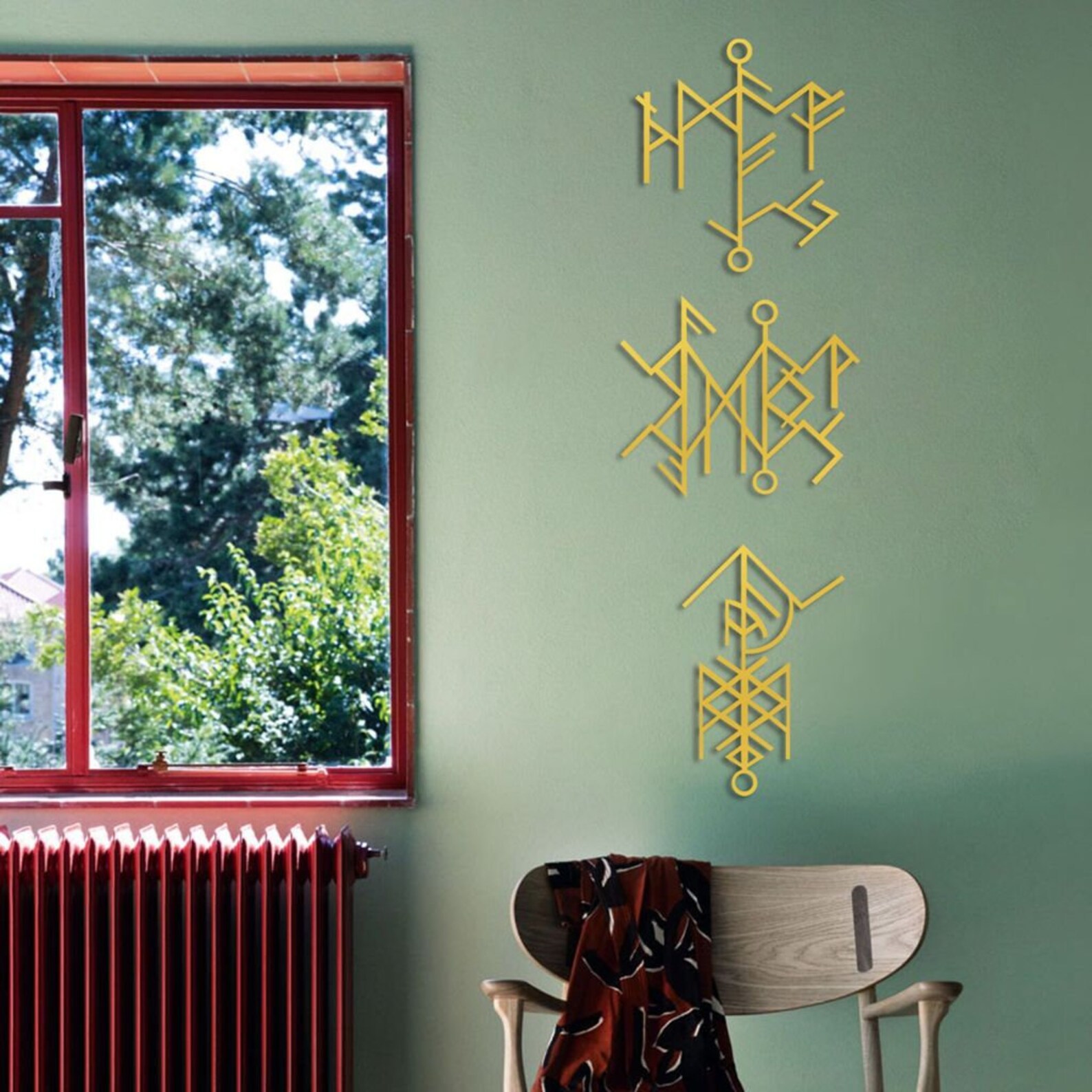 Viking Wall Art, Gold Metal Wall Art, Wall Art Set, Nordic Decor