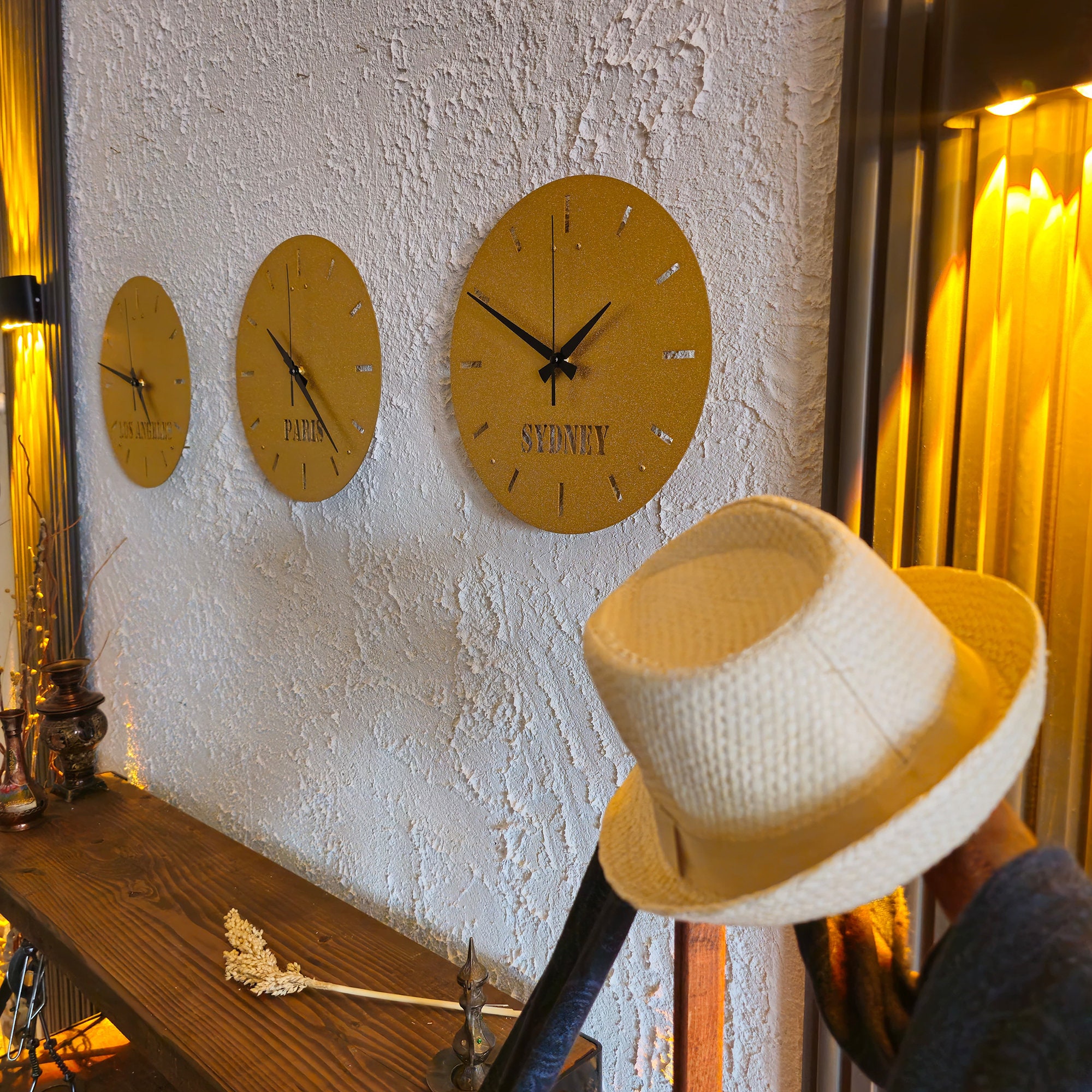 Custom Gold Metal World Clock Personalized Time Zone Wall Art - Etsy