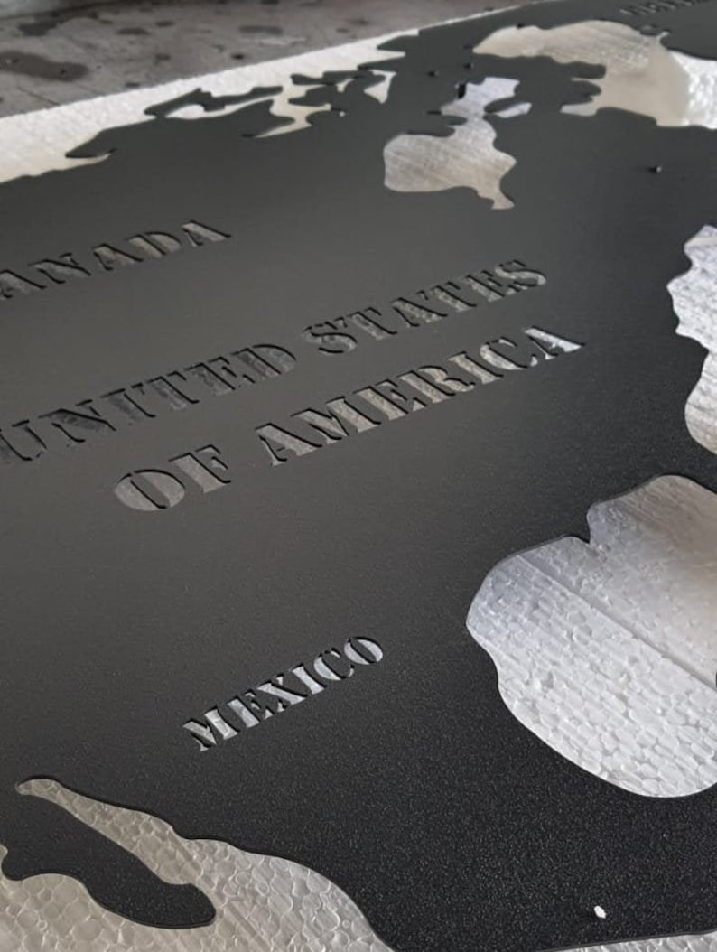 Black Metal World Map Wall Decor Large Wall Art Set Black Etsy